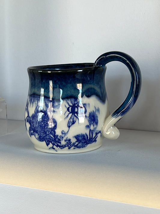 #145 Medium mug blue florals