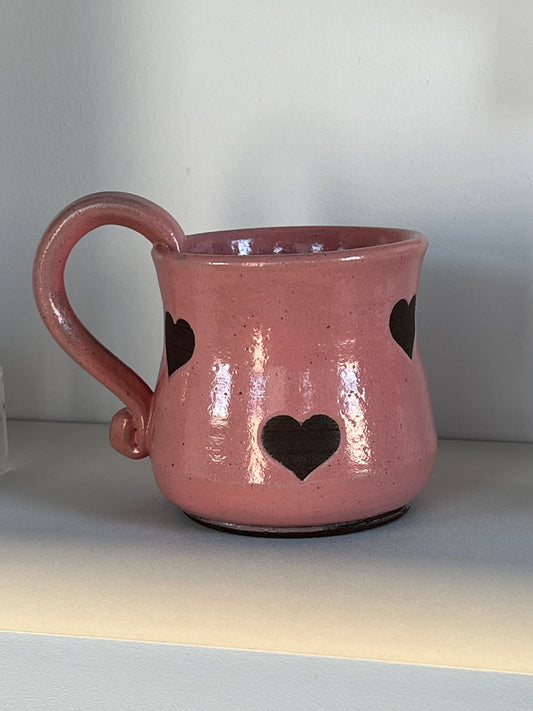 #141 Large heart mug pink/ chocolate