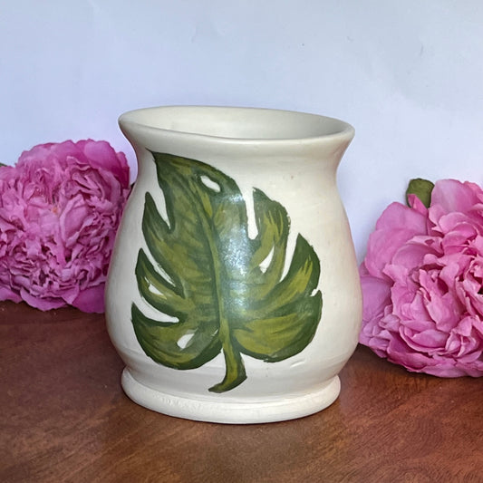 Small hand painted Monstera cup